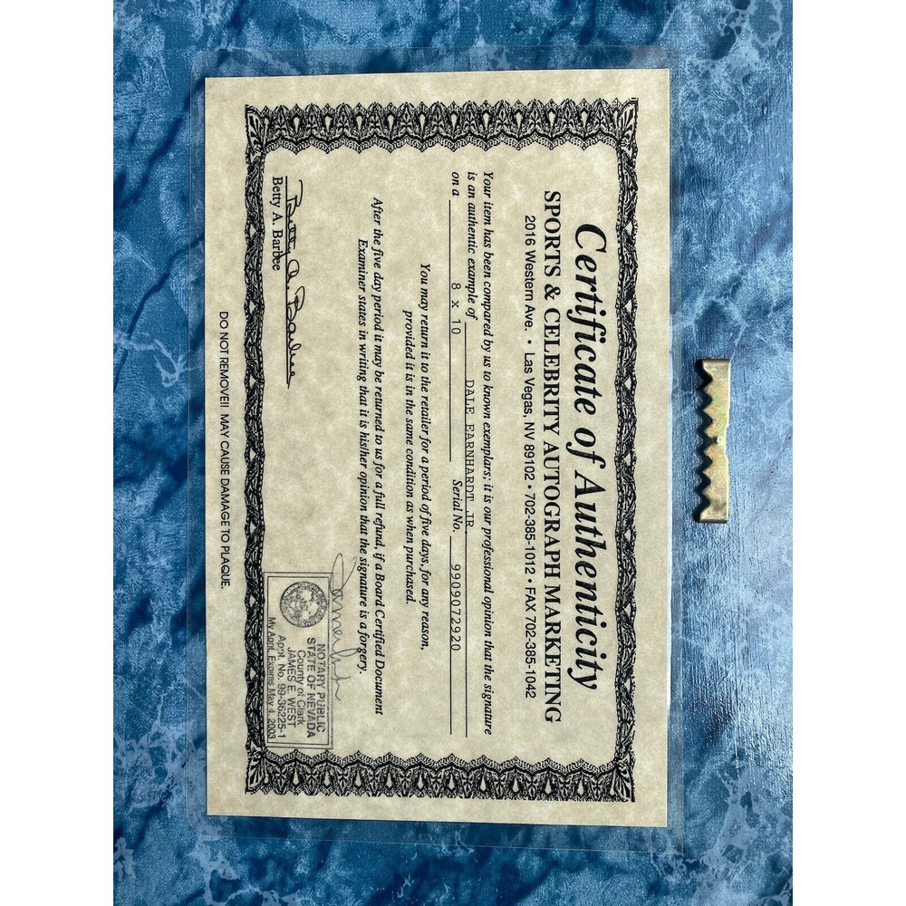 DALE EARNHARDT JR 1998 SIGNED 1ST GRAND NATIONAL PLAQUE WITH AUTHENTICATION - Picture 2 of 10
